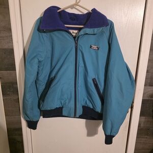 Vintage LL Bean Mens Jacket Medium Teal 5941 Made In USA Stain On Shoulder